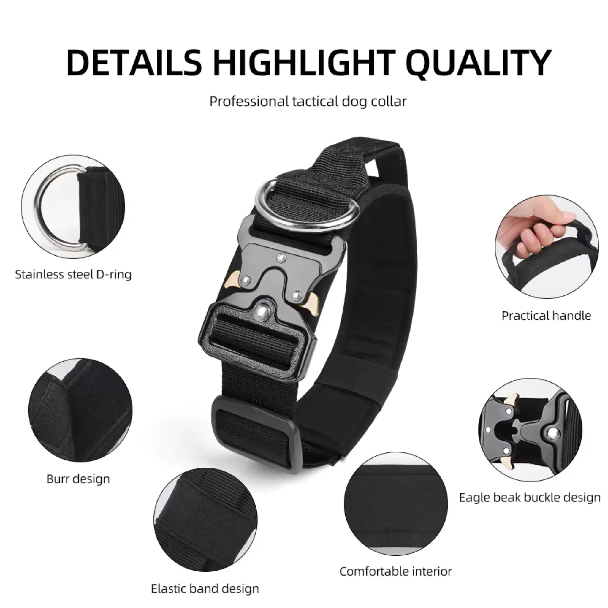 Black cute dog collar with features  — WoofyPlus 